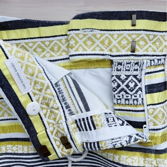 Ann Taylor LOFT The Riviera Short in Yellow White Jacquard Stripes, Size‎ 0 - Picture 11 of 13
